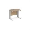 Maestro 25 straight desk 800mm x 600mm - white cable managed leg frame Kendal Oak Top - MCM608WHKO