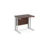 Maestro 25 straight desk 800mm x 600mm - white cable managed leg frame Walnut top - MCM608WHW