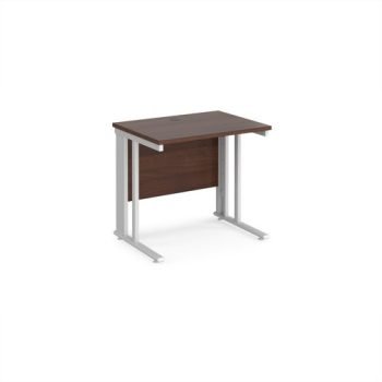 Maestro 25 straight desk 800mm x 600mm - white cable managed leg frame Walnut top - MCM608WHW