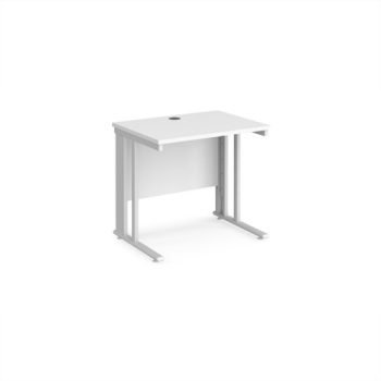 Maestro 25 straight desk 800mm x 600mm - white cable managed leg frame White Top - MCM608WHWH