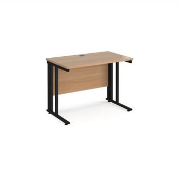 Maestro 25 straight desk 1000mm x 600mm - black cable managed leg frame Beech top - MCM610KB