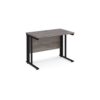Maestro 25 straight desk 1000mm x 600mm - black cable managed leg frame Grey Oak Top - MCM610KGO