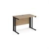 Maestro 25 straight desk 1000mm x 600mm - black cable managed leg frame Kendal Oak Top - MCM610KKO
