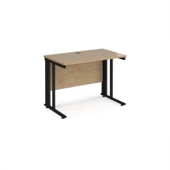 Maestro 25 straight desk 1000mm x 600mm - black cable managed leg frame Kendal Oak Top - MCM610KKO