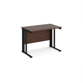 Maestro 25 straight desk 1000mm x 600mm - black cable managed leg frame Walnut top - MCM610KW
