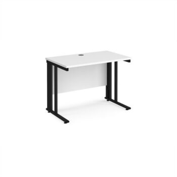 Maestro 25 straight desk 1000mm x 600mm - black cable managed leg frame White Top - MCM610KWH