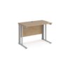 Maestro 25 straight desk 1000mm x 600mm - silver cable managed leg frame Kendal Oak Top - MCM610SKO