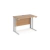 Maestro 25 straight desk 1000mm x 600mm - white cable managed leg frame Beech top - MCM610WHB