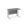 Maestro 25 straight desk 1000mm x 600mm - white cable managed leg frame Grey Oak Top - MCM610WHGO