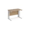 Maestro 25 straight desk 1000mm x 600mm - white cable managed leg frame Kendal Oak Top - MCM610WHKO