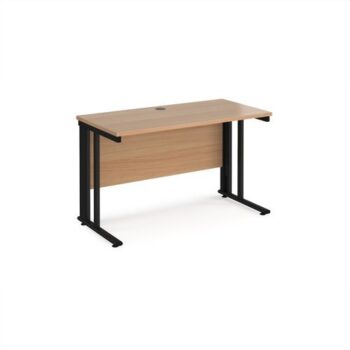 Maestro 25 straight desk 1200mm x 600mm - black cable managed leg frame Beech top - MCM612KB