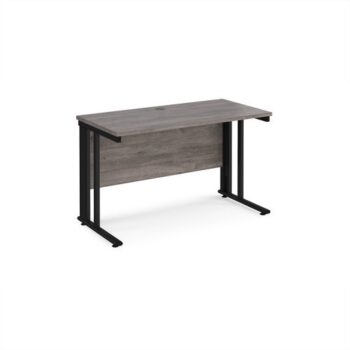 Maestro 25 straight desk 1200mm x 600mm - black cable managed leg frame Grey Oak Top - MCM612KGO