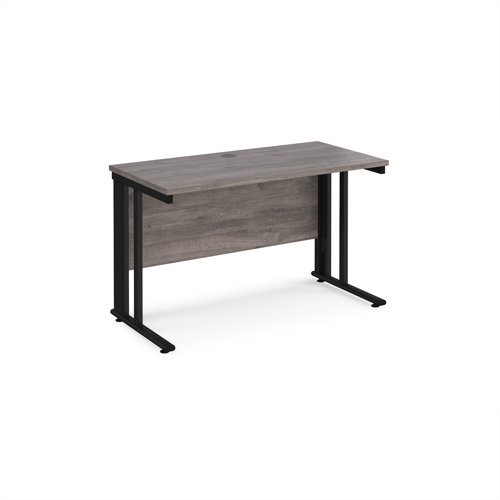 Maestro 25 straight desk 1200mm x 600mm - black cable managed leg frame Grey Oak Top - MCM612KGO