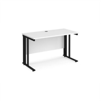 Maestro 25 straight desk 1200mm x 600mm - black cable managed leg frame White Top - MCM612KWH