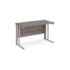 Maestro 25 straight desk 1200mm x 600mm - silver cable managed leg frame Grey Oak Top - MCM612SGO