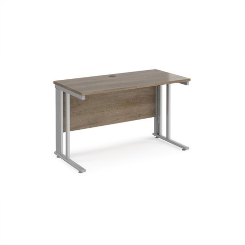 Maestro 25 straight desk 1200mm x 600mm - silver cable managed leg frame Nebraska Oak Top - MCM612SNO
