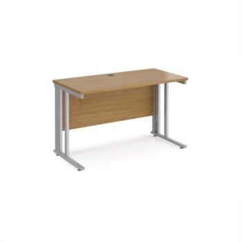 Maestro 25 straight desk 1200mm x 600mm - silver cable managed leg frame Oak Top - MCM612SO