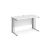 Maestro 25 straight desk 1200mm x 600mm - silver cable managed leg frame White Top - MCM612SWH