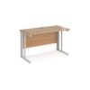 Maestro 25 straight desk 1200mm x 600mm - white cable managed leg frame Beech top - MCM612WHB