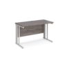 Maestro 25 straight desk 1200mm x 600mm - white cable managed leg frame Grey Oak Top - MCM612WHGO