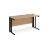 Maestro 25 straight desk 1400mm x 600mm - black cable managed leg frame Beech top - MCM614KB