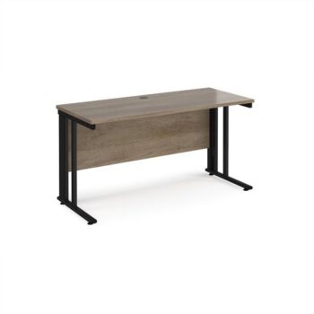 Maestro 25 straight desk 1400mm x 600mm - black cable managed leg frame Nebraska Oak Top - MCM614KNO