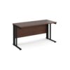 Maestro 25 straight desk 1400mm x 600mm - black cable managed leg frame Walnut top - MCM614KW