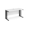 Maestro 25 straight desk 1400mm x 600mm - black cable managed leg frame White Top - MCM614KWH