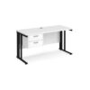 Maestro 25 straight desk 1400mm x 600mm with 2 drawer pedestal - black cable managed leg frame White Top - MCM614P2KWH