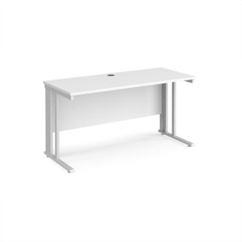 Maestro 25 straight desk 1400mm x 600mm - white cable managed leg frame White Top - MCM614WHWH