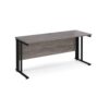 Maestro 25 straight desk 1600mm x 600mm - black cable managed leg frame Grey Oak Top - MCM616KGO