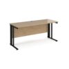 Maestro 25 straight desk 1600mm x 600mm - black cable managed leg frame Kendal Oak Top - MCM616KKO