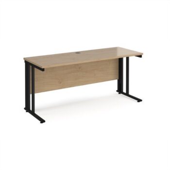 Maestro 25 straight desk 1600mm x 600mm - black cable managed leg frame Kendal Oak Top - MCM616KKO