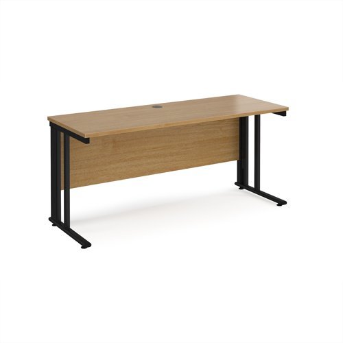 Maestro 25 straight desk 1600mm x 600mm - black cable managed leg frame Oak Top - MCM616KO