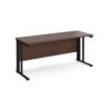 Maestro 25 straight desk 1600mm x 600mm - black cable managed leg frame Walnut top - MCM616KW