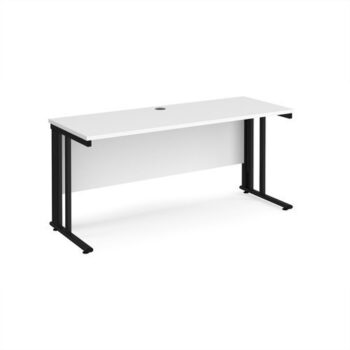 Maestro 25 straight desk 1600mm x 600mm - black cable managed leg frame White Top - MCM616KWH