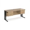 Maestro 25 straight desk 1600mm x 600mm with two x 2 drawer pedestals - black cable managed leg frame leg Kendal Oak Top - MCM616P22KKO