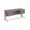 Maestro 25 straight desk 1600mm x 600mm with two x 2 drawer pedestals - silver cable managed leg frame leg Grey Oak Top - MCM616P22SGO