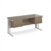 Maestro 25 straight desk 1600mm x 600mm with two x 2 drawer pedestals - white cable managed leg frame leg Nebraska Oak Top - MCM616P22WHNO