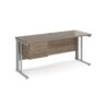 Maestro 25 straight desk 1600mm x 600mm with 2 drawer pedestal - silver cable managed leg frame leg Nebraska Oak Top - MCM616P2SNO