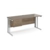 Maestro 25 straight desk 1600mm x 600mm with 2 drawer pedestal - white cable managed leg frame leg Nebraska Oak Top - MCM616P2WHNO