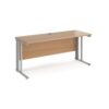 Maestro 25 straight desk 1600mm x 600mm - silver cable managed leg frame Beech top - MCM616SB