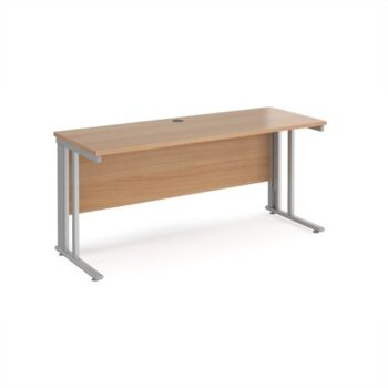 Maestro 25 straight desk 1600mm x 600mm - silver cable managed leg frame Beech top - MCM616SB