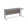 Maestro 25 straight desk 1600mm x 600mm - silver cable managed leg frame Grey Oak Top - MCM616SGO