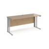 Maestro 25 straight desk 1600mm x 600mm - silver cable managed leg frame Kendal Oak Top - MCM616SKO