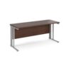 Maestro 25 straight desk 1600mm x 600mm - silver cable managed leg frame Walnut top - MCM616SW