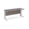 Maestro 25 straight desk 1600mm x 600mm - white cable managed leg frame Grey Oak Top - MCM616WHGO