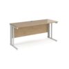 Maestro 25 straight desk 1600mm x 600mm - white cable managed leg frame Kendal Oak Top - MCM616WHKO