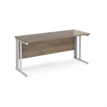 Maestro 25 straight desk 1600mm x 600mm - white cable managed leg frame Nebraska Oak Top - MCM616WHNO