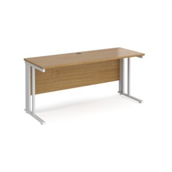 Maestro 25 straight desk 1600mm x 600mm - white cable managed leg frame Oak Top - MCM616WHO
